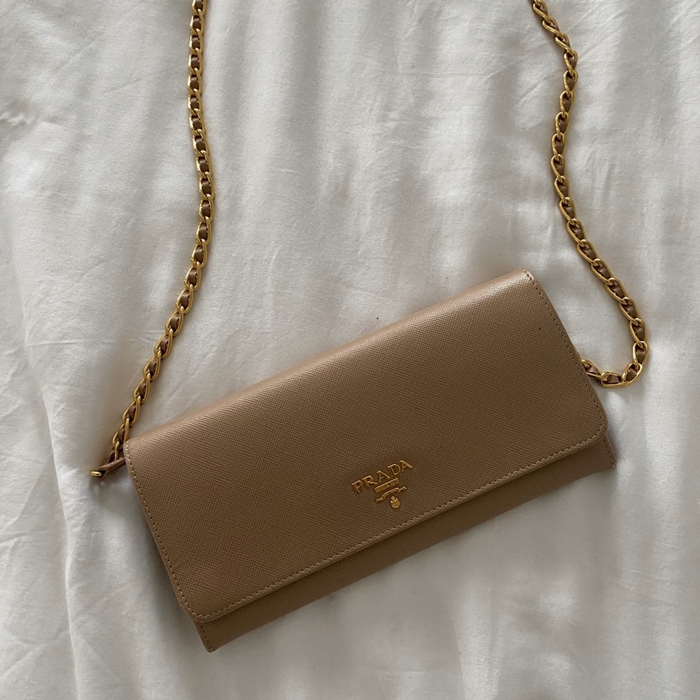 COPY - Prada Saffiano Leather Wallet On Chain clutch bag powder pink